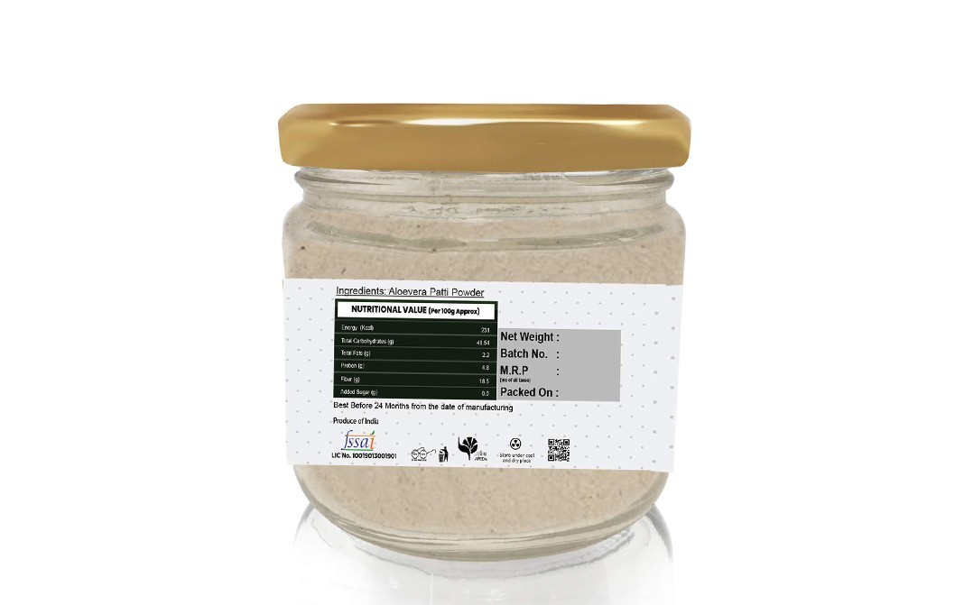 Trinetra Aloevera Patti Powder    Glass Jar  100 grams